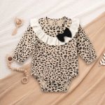 【66-90cm】ロンパース ベビー レース襟 ヒョウ柄 - 画像 (4)