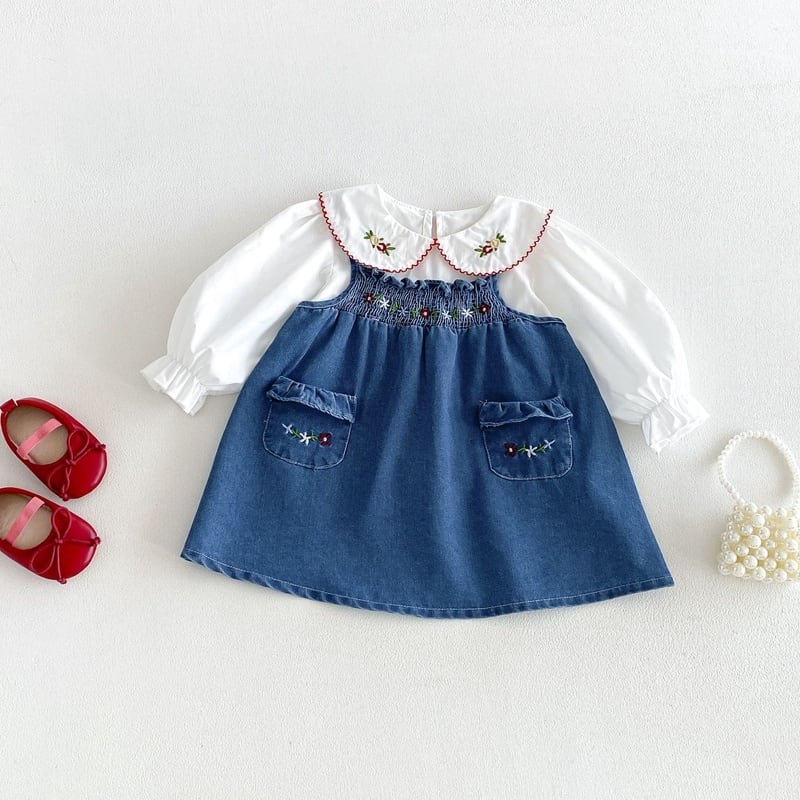 ac1740c2261161c4bba6c9a9e08d3b1b.jpg 【73-110cm】ワンピース 女の子 デニム ポケット付き - 画像 (1)