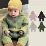 【66-100cm】カバーオール ベビー フード付き ニット