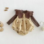 【66-90cm】トップスorロンパース ベビー フラワー 刺繍