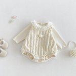 【66-90cm】ロンパース orトップス ベビー フラワー チュール襟