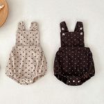 【66-100cm】サロペット ベビー ドット柄 ロンパース コディネート