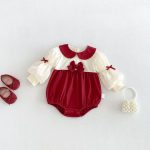 【66-90cm】ロンパース ベビー カラーバリ 蝶結び