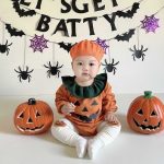 【66-90cm】ロンパース ベビー ハロウィン かぼちゃ フリル襟