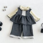 【73-100cm】セットアップorトップス ベビー 裏起毛 ダブル フリル襟