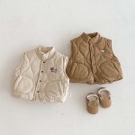 【73-100cm】ベスト 女の子 ベビー 厚手 キルティング