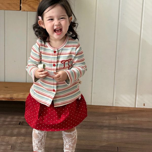 【73-100cm】カーディガンorスカート 女の子 カラフル ボーダー ドット