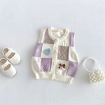 【80-110cm】ベスト 女の子 カラーバリ ニット