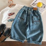 【80-130cm】ワイドパンツ キッズ デニム ゆったり シルエット