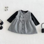 【73-100cm】トップスorワンピース 蝶結び キルティング 裏起毛