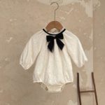 【73-90cm】ロンパース ベビー フレンチ スウィート 蝶結び