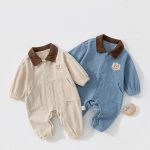 【66-90cm】ロンパース ベビー コーデュロイ クマ