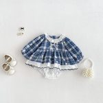 【66-90cm】ロンパース ベビー チェック レース - 画像 (2)