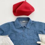 【66-90cm】オールインワン ベビー デニム 折り襟 - 画像 (12)