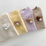 【70-120cm】トップス+パンツ ベビー 熊さん付き 無地 - 画像 (7)
