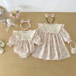 【66-130cm】ロンパースorワンピース 女の子 姉妹服 蝶結び パフスリーブ - 画像 (12)