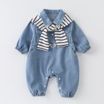 【66-90cm】ロンパース ベビー ショール付き デニム - 画像 (4)
