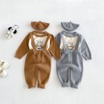 【73-100cm】サロペット＆セーター＆帽子 ベビー ニット - 画像 (3)