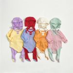 【66-90cm】ロンパース+レギンスor帽子 ベビー 無地 カジュアル - 画像 (3)