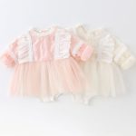 【66-90cm】ロンパース ベビー クリーム花 プリンセス - 画像 (5)