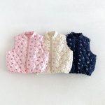 【80-130cm】ベスト 女の子 フラワー柄 暖かい - 画像 (2)