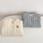 【66-90cm】ロンパース ベビー くま刺繍 中綿 防寒 - 画像 (5)