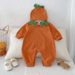 【66-90cm】オールインワン＆帽子 ベビー かぼちゃ ハロウィン - 画像 (6)