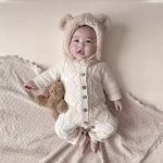 【66-90cm】オールインワン ベビー ニット 無地 - 画像 (6)