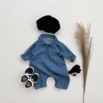 【66-90cm】オールインワン ベビー デニム 折り襟 - 画像 (5)