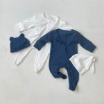 【66-90cm】ロンパースor帽子 ベビー ワッフル 無地 - 画像 (3)