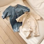 【予約販売】【66-90cm】オールインワン ベビー デニム 無地 - 画像 (2)