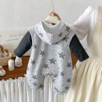 【66-90cm】 Tシャツorオールインワン ベビー 星柄 フード付き - 画像 (6)