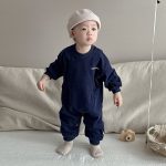 【66-90cm】長袖ロンパース ベビー お出かけ用 シンプル - 画像 (2)