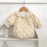 【66-90cm】長袖ロンパース ベビー フリル襟 プリント - 画像 (6)