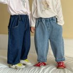 【80-150cm】ロングパンツ キッズ デニム カーブシルエット - 画像 (5)