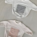 【66-90cm】ロンパース ベビー ボーダー 大容量ポケット付き - 画像 (6)
