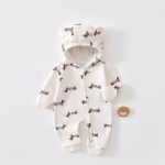 【66-90cm】ロンパース ベビー 恐竜柄 クマ 帽子付き - 画像 (5)