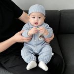 【66-90cm】ロンパース ベビー ストライプ ドッグロゴ - 画像 (9)