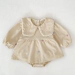 【66-130cm】ロンパースorワンピース ベビー 姉妹服 コーデュロイ フラワー - 画像 (8)