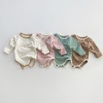 【66-90cm】ロンパース ベビー ナチュラル 無地 - 画像 (2)