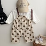 【66-90cm】サロペット ベビー ビッグ ドット コーデュロイ - 画像 (2)