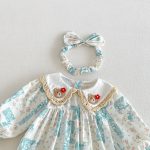 【66-130cm】ロンパースorワンピース ベビー 姉妹服 クマ柄襟 - 画像 (18)