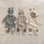 【66-90cm】ロンパース ベビー ナチュラル リブ 韓国風 - 画像 (4)