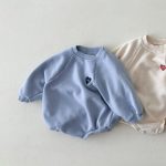 【66-90cm】ロンパース ベビー 韓国風 長袖ハート柄 - 画像 (3)