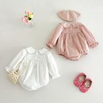 【66-90cm】ロンパース ベビー レトロ 蝶結び - 画像 (3)