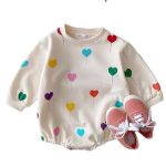 【66-90cm】ロンパース ベビー カラフル ハート - 画像 (6)