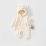 【73-100cm】ロンパース ベビー クマ 帽子付き 暖かい - 画像 (3)