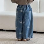 【80-150cm】パンツ キッズ ワイドデニム ゆったり シルエット - 画像 (7)