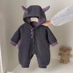 【66-100cm】ロンパース ベビー ボア フリース フード付き - 画像 (5)