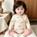【予約販売】【66-90cm】長袖ロンパース ベビー 北欧風 総柄 - 画像 (13)